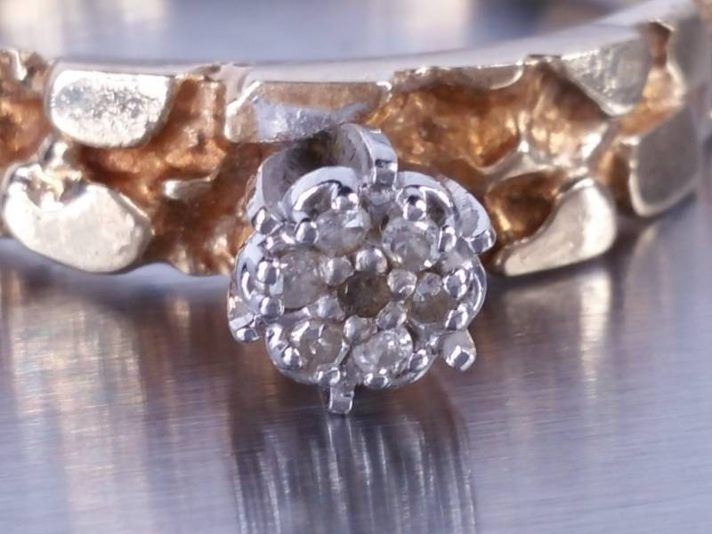 Diamond Gold Nugget 10k Yellow Gold Ring