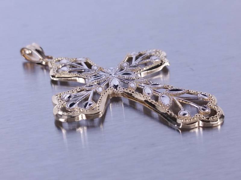 10k Two-Tone Gold Cross Pendant