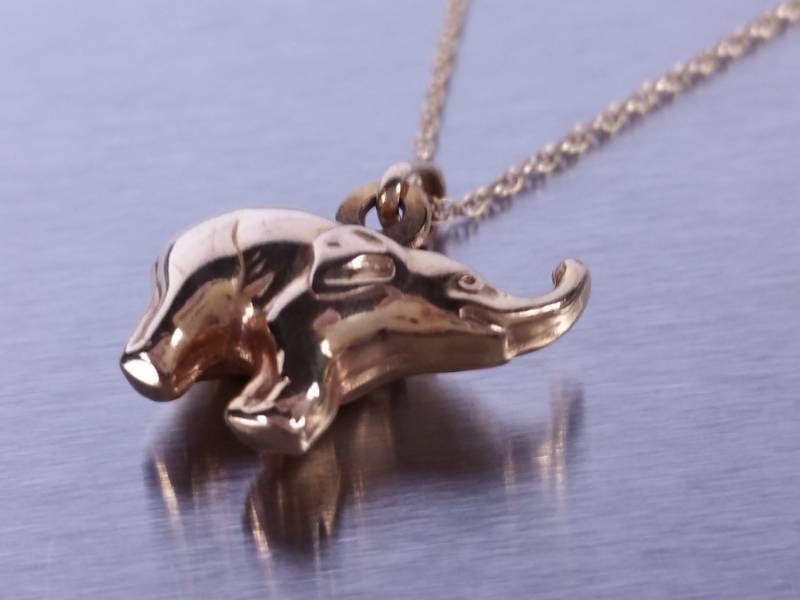 10kt Gold Elephant on 14kt Gold Necklace