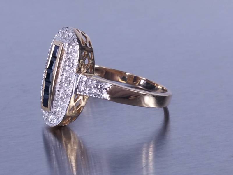 Blue Sapphire and Diamond Ring in 10K Two-Tone Gold - $699