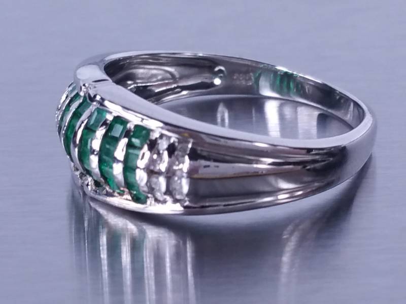 Emerald and Diamond Ring in 14kt White Gold - $1060 Retail