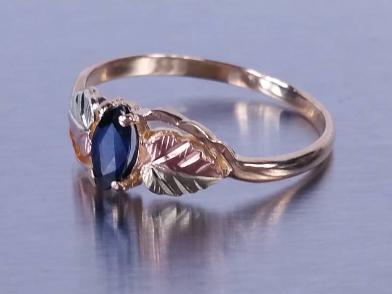 Blue Sapphire Black Hills Gold Ring