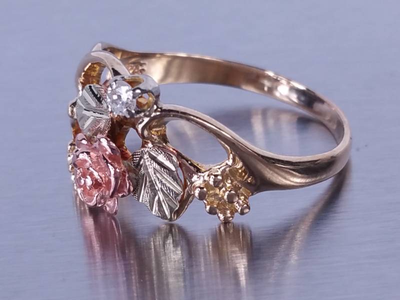 Diamond in Black Hills Gold Ring