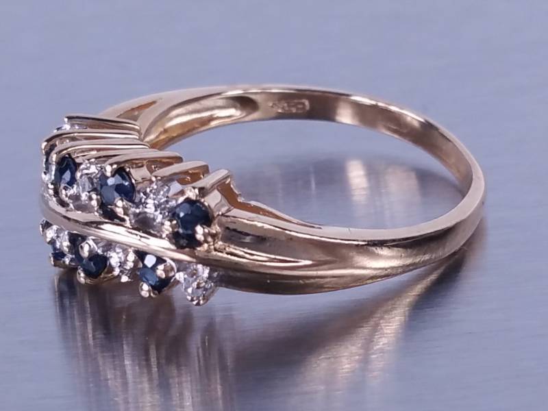 Diamond and Sapphire Ring in 10k Yellow Gold