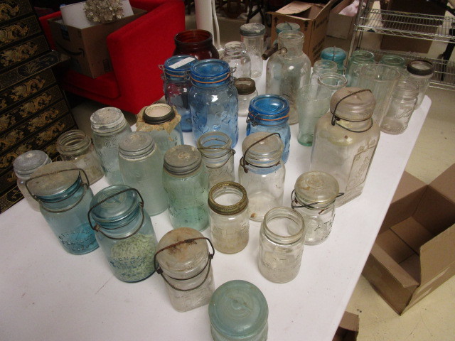 lot 236 image: MASON, QUEEN, BALL, ATLAS CANNING JARS AND MORE.