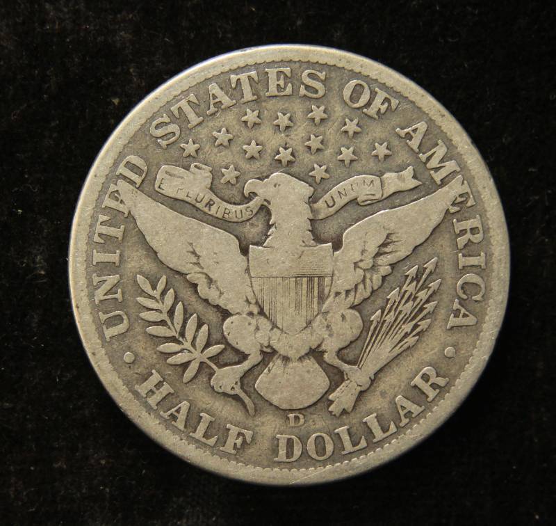 1912-D BARBER SILVER HALF DOLLAR VG