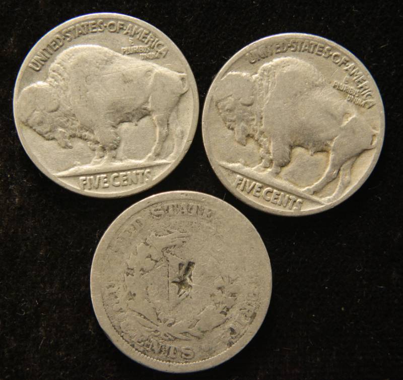 3 US NICKELS 1898 LIBERTY, 1935 & 1936 BUFFALO
