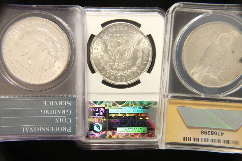 GROUP OF 3 CERTIFIED US SILVER DOLLARS PCGS NGC & ANACS