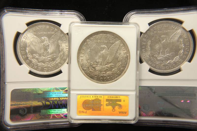 GROUP OF 3 CERTIFIED US SILVER DOLLARS PCGS  & ANACS