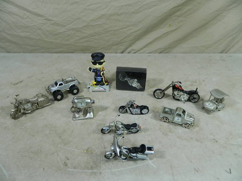 lot 44 image: Mini Clocks, Motorcycles, Collectibles