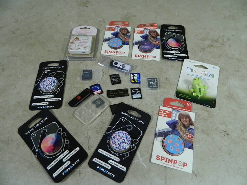 lot 62 image: New Pop Sockets, Memory Cards, and More