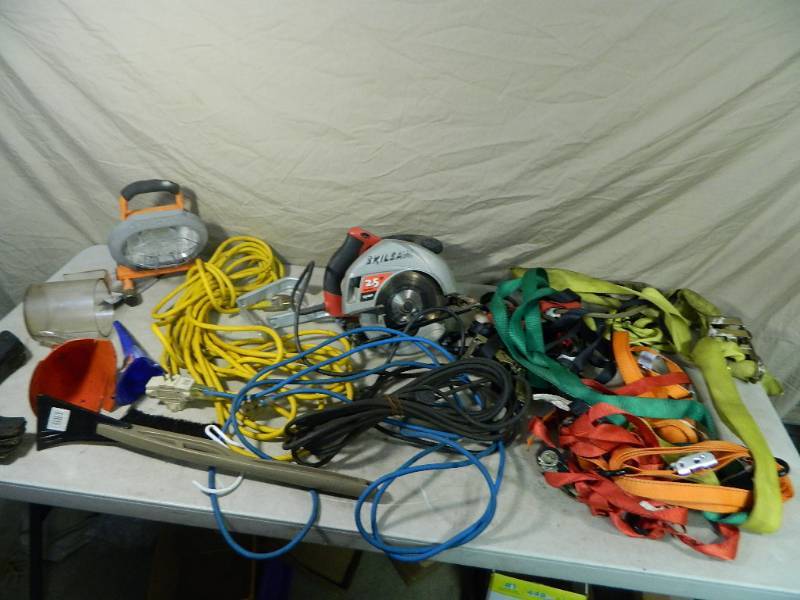 lot 84 image: Saw, Ratchet Straps, More