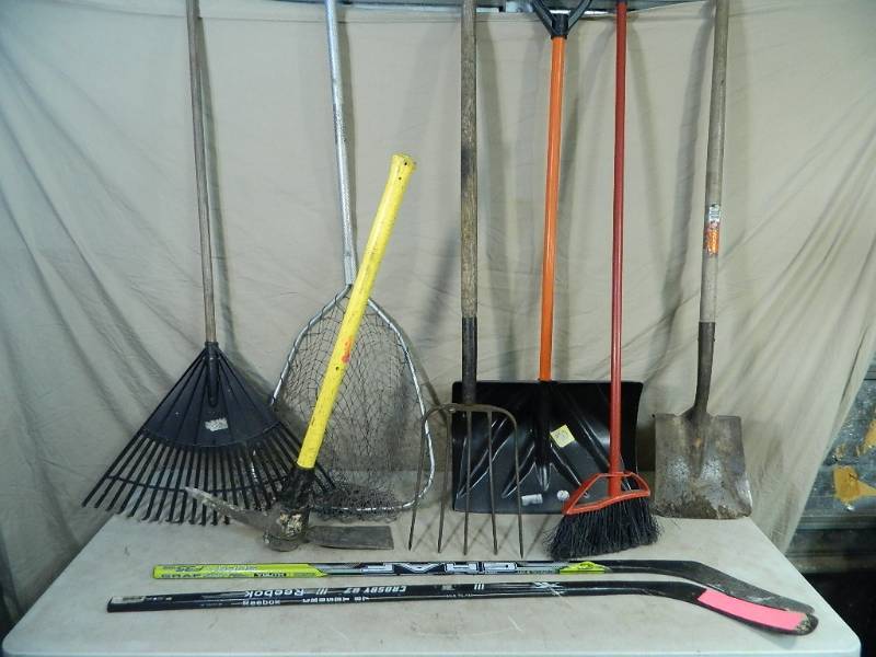 lot 88 image: Long Handle Tools, Hockey Sticks, Etc