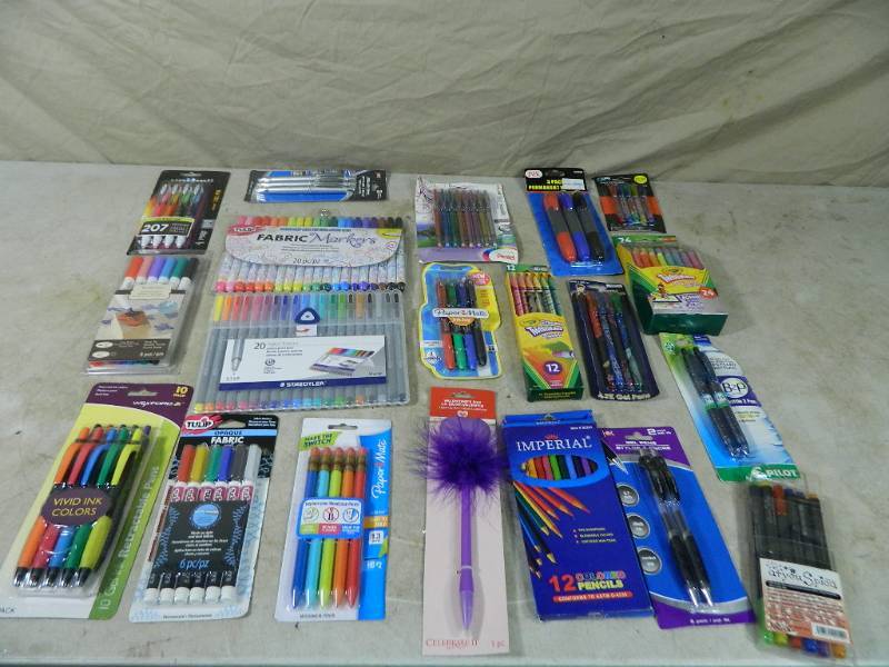 lot 118 image: 20 New Packages of Pens, Markers, More