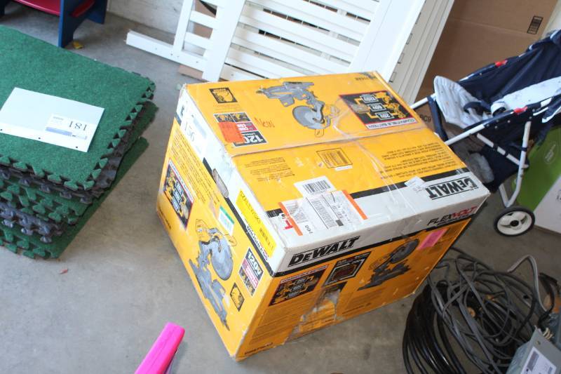 lot 156 image: DeWalt Flex Volt 20VDC to 120 VDC Cordless 12in. Double Bevel Miter Saw Kit with Cutline System