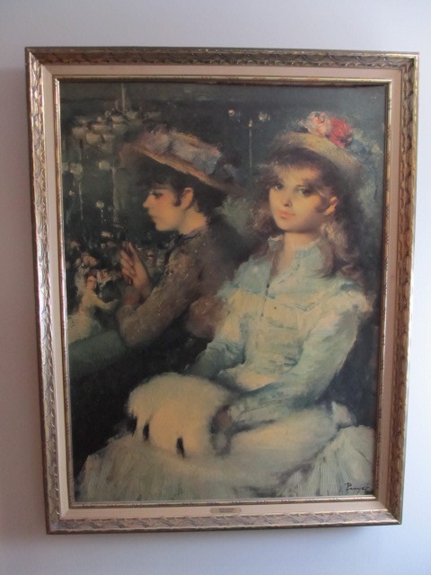 lot 13 image: LARGE Vintage Framed JOSE PUYAT Textured Print - EN EL CASINO