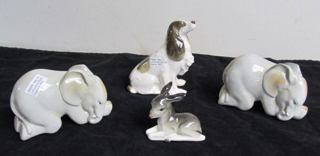 lot 67 image: Group of Vintage Russian LOMONOSOV Porcelain Animal Figurines