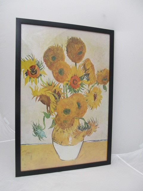 lot 22 image: Large Framed VAN GOGH Sunflower Print