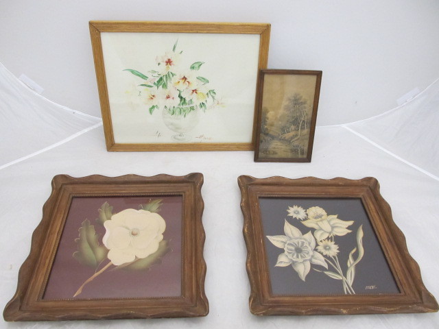 lot 83 image: Vintage Framed Prints & Signed Watercolor Painting
