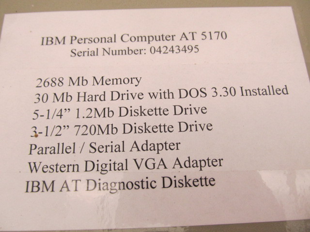 lot 6 image: Working IBM Personal Computer - AT 5170