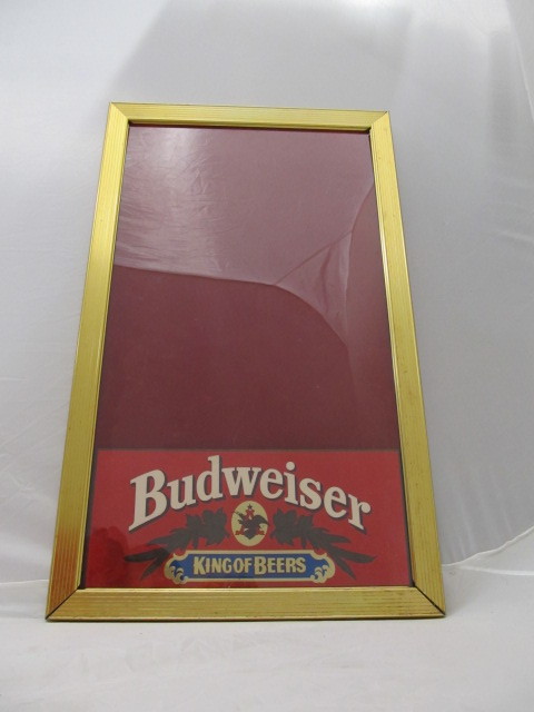 lot 4 image: 1960s BUDWEISER Advertising Glass & Felt Display Board