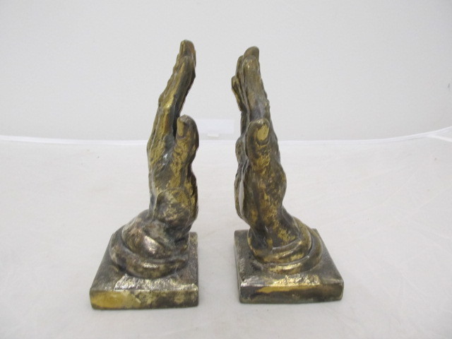 lot 145 image: Vintage Solid Brass Hand Bookends