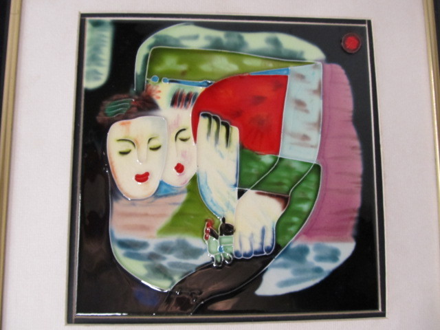lot 156 image: Framed Enameled Artwork