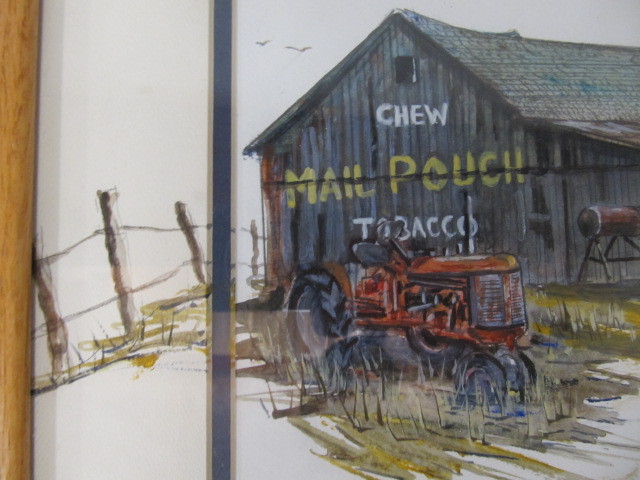 lot 157 image: Mail Pouch Tobacco Barn Framed Watercolor Painting