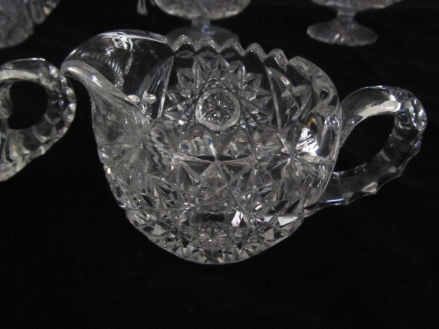 lot 178 image: Group of Quality Vintage Cut Crystal Cream & Saucer Sets