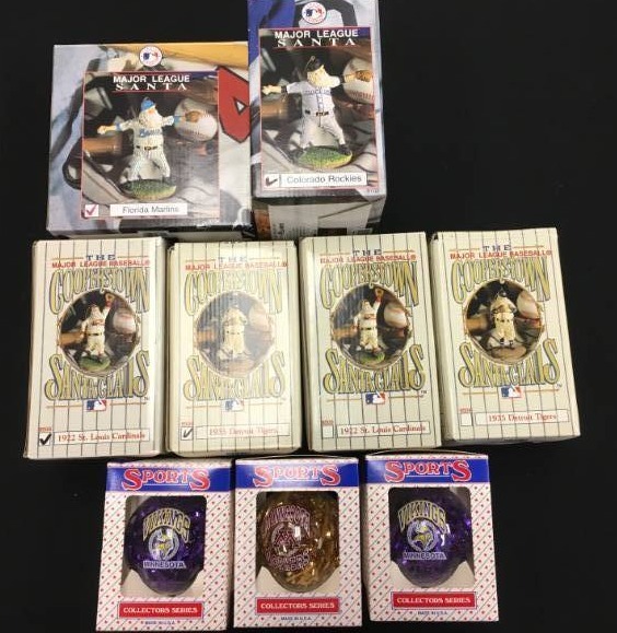 lot 19 image: Lot of Baseball and Football Christmas Decorations