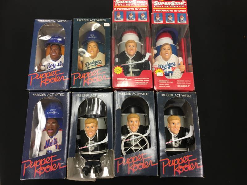 lot 22 image: Lot of (8) Hockey and Baseball Freezer Activated Puppet Coolers