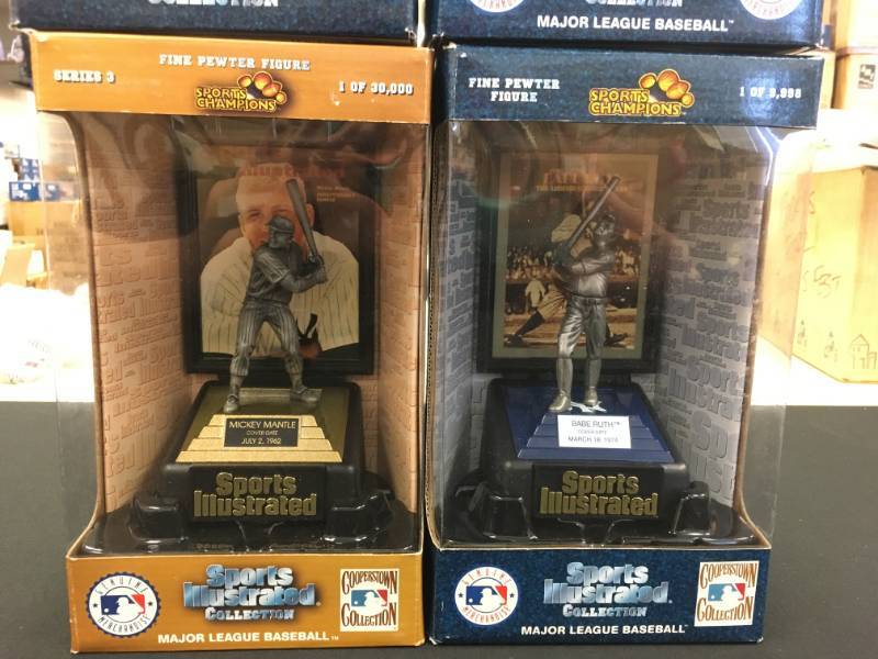 lot 26 image: Lot of (4) Sports Illustrated Pewter Collection Sports Champions Figurines (Mantel, Ruth, Palmer, Maris)