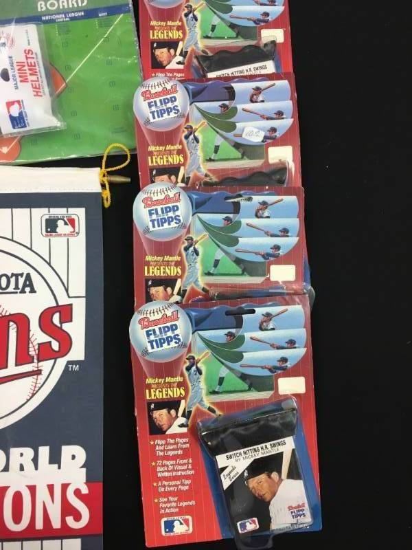 lot 31 image: Lot of Sports  Banners, Hats, Flip Books, Puppet Coolers and More