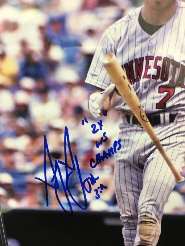 lot 90 image: Minnesota Twins  Greg Gagne  Autographed 8x10 Photo - 2X WS Champs Inscription