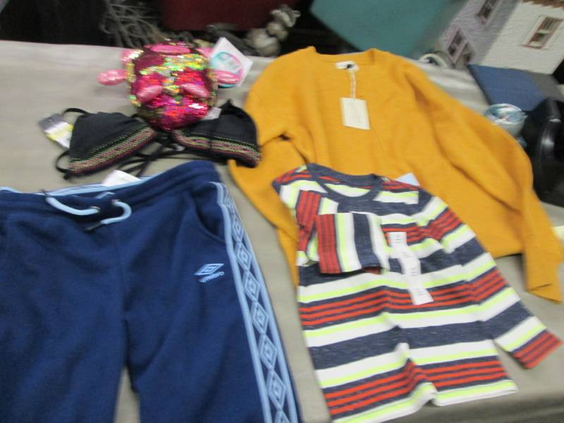 lot 37 image: Medium Bikini Top, 2T Shirt, XS Mus...