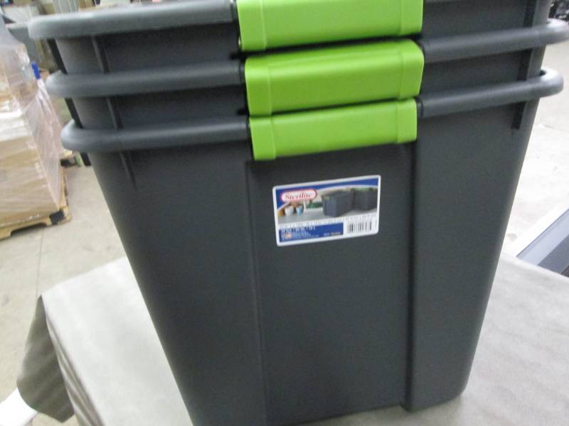 lot 216 image: Lot of 3 - 20 Gallon Sterilite Tote...