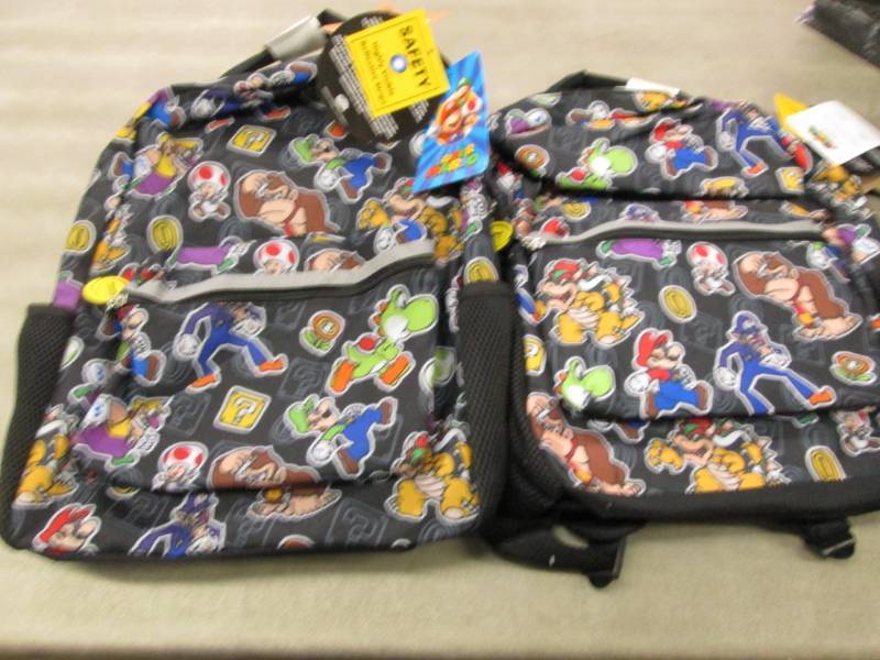 lot 252 image: Lot of 2 Mario Bros, Backpacks...