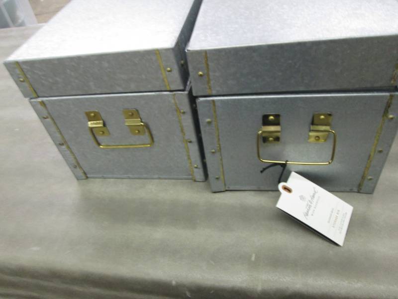 lot 273 image: Lot of 2 Tin Vintage Looking Storag...
