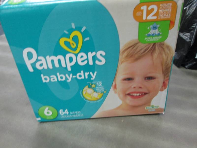 lot 279 image: Box of 64 - Size 6 Pampers Baby Dry...