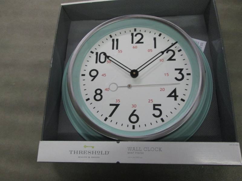 lot 285 image: Wall Clock by Threshold in Mint, de...