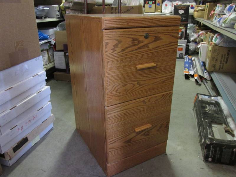 lot 49 image: Wood 2 Drawer File Cabinet  RMWS...