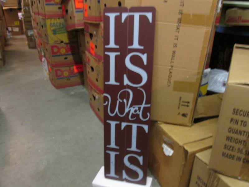 lot 66 image: It Is What It Is Wood Wall Plaque 3...