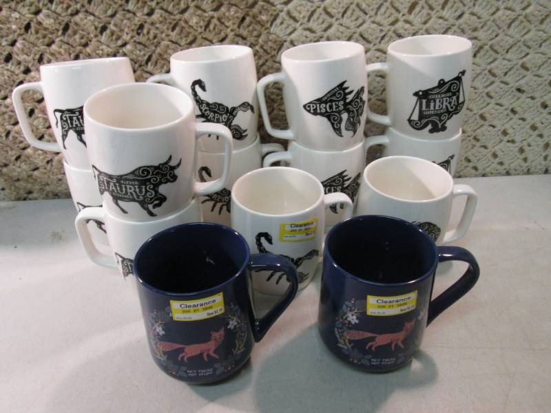 lot 109 image: Lot of 14 Misc Coffee Cups All new....