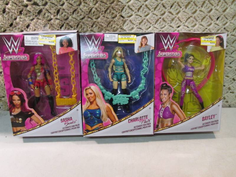 lot 136 image: Lot of 3 WWE Superstars Figures Sas...