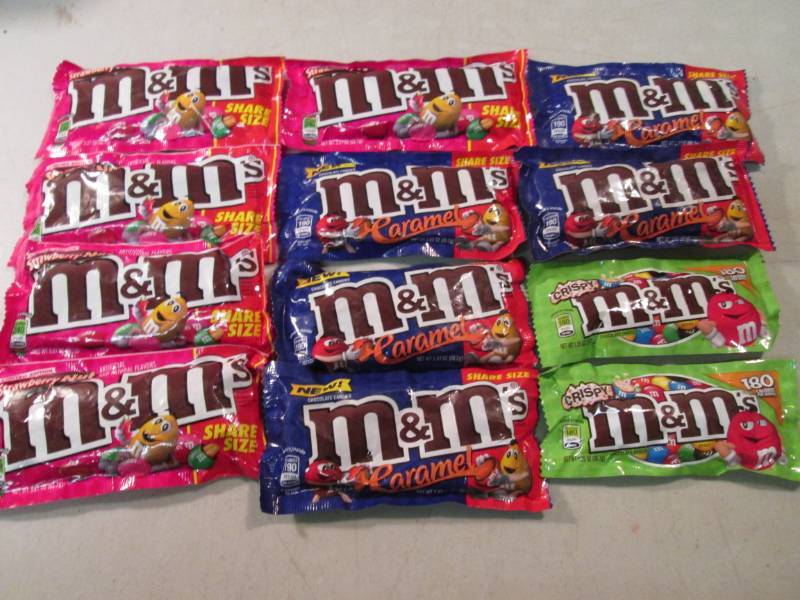 lot 226 image: Mix Lot of 12 Bags of M&Ms Best by...
