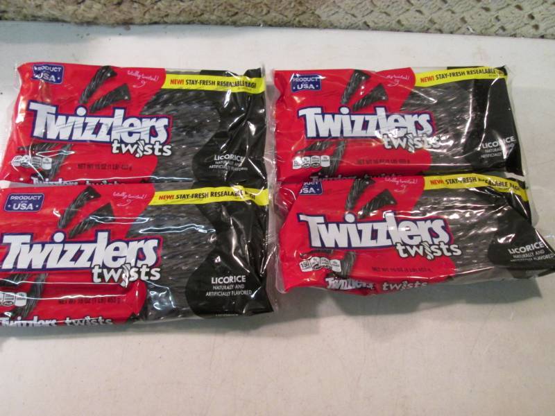 lot 306 image: 4 Packs of Twizzlers Twists Black L...