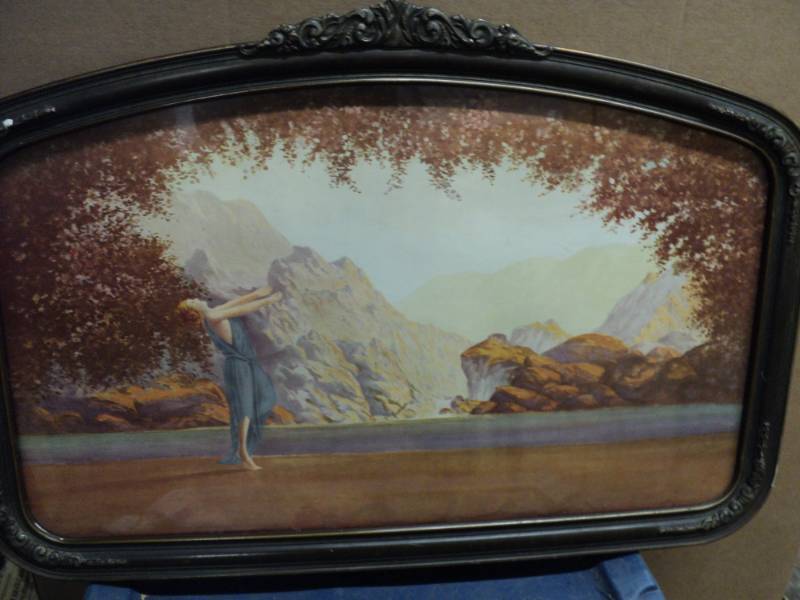 vintage print with frame and glass ...