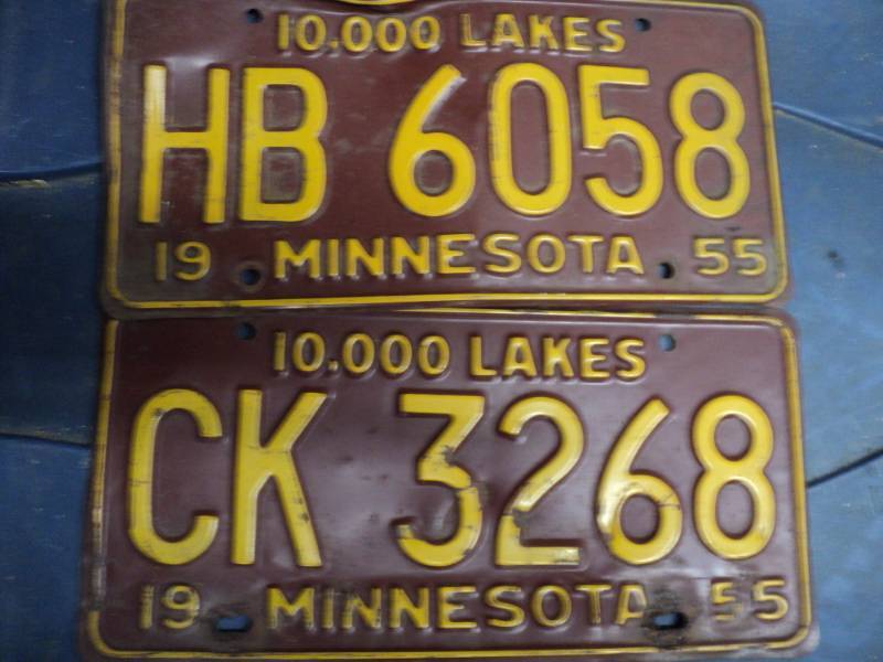 2 - 1955 Minnesota license plates...