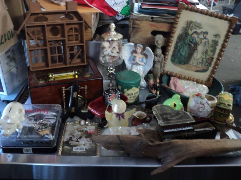 covered tote full of collectibles...
