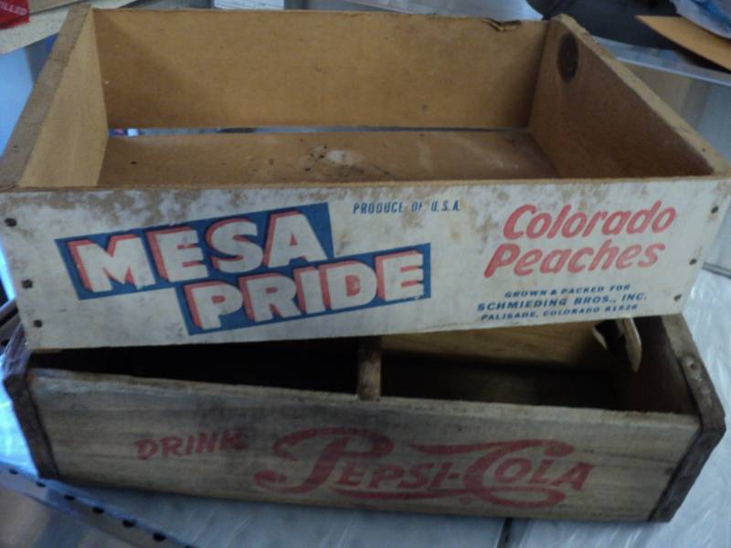 Pepsi box and Peaches box...